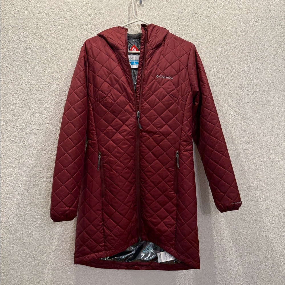 Columbia Red Quilted Puffer Jacket with Hood